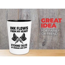 Luxe Gifting Tattoo Artist Shot Glass 1.5oz - Ink flows - Tattoo Gifts Tipping Skin Deep Ink Tattoo Lover Tattooing Tattooist