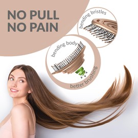 marQus Hair Brush without Pulling with Unique Double Spiral Spring and More Bristles for Optimal Pressure Distribution and Care, Detangling Brush for All Hair Types, Pack of 1, Metallic Rose Gold