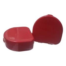 Dental Caja Para Guarda Portaguarda Acetatos Aparatos Ortodoncia Color Rojo