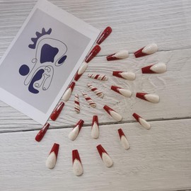 Bufenia 24 Pieces Christmas Coffin Snowflake Ballerina False Nail Glitter Full Cover Acrylic Square for Women Girls (E)