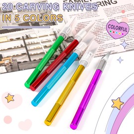 DIYSELF 50-Piece Exacto Knife, Aluminum Alloy Handle, Precision Craft Knife Set for Student, Artist, Carbon Steel Blade, Hobby Knife Set for Crafting, Leather, Wallpaper, Collage (Black)