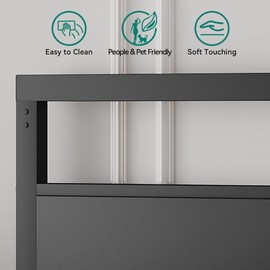 DWVO King Bed Frame with Modern Wood Headboard & Footboard, Heavy Metal Platform with 1212lbs Capacity,Noise-Free, Easy Assembly,Under-Bed Storage,King Black