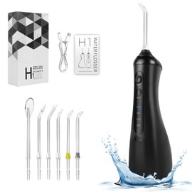 Munddusche Kabellos Elektrischer Zahnreiniger, 3 Modi Mundduschen Kabellos, 320ml Wassertank, Munddusche Schnellladung mit 6 Jet-Tipps, Zahnzwischenraumreiniger