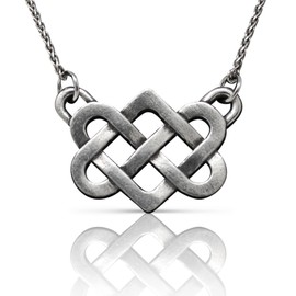 DANFORTH – Celtic Love Knot Necklace – Handcast Pewter Pendant –16 Inch Sterling Silver Wheat Chain –Made In USA