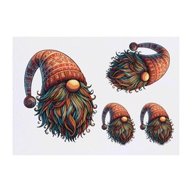 4 x 'Colourful Gonk' Temporary Tattoos - Water Resistant, Skin-Safe, Non-Toxic Transfers, Mixed Sizes (TO00079782)