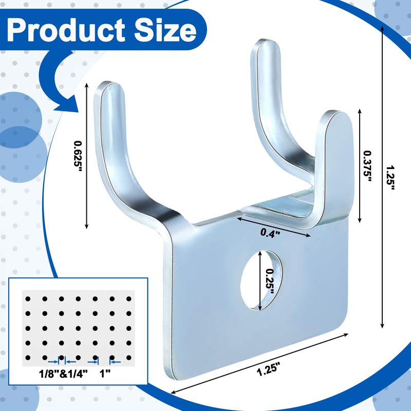 Tandefio Pegboard Hooks Metal Prong Hook Peg Board for Hanging