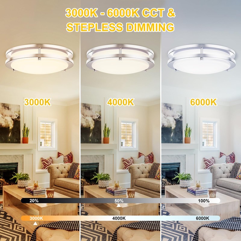 Kalium LED Ceiling Light with Remote 12 Inch Flush Mount
