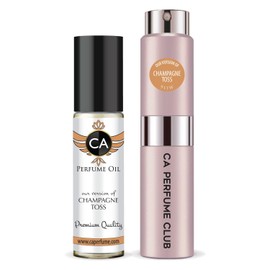 CA Perfume Duo Impression of Champagne Toss For Women Sprayer + Body Oil Roll-On Bottles 0.27 Fl Oz+0.33 Fl Oz