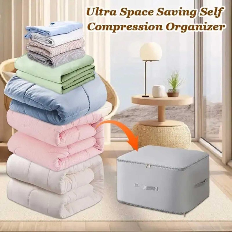 Ultra Space Saving Self Compression Organizer,Dustproof And Moisture-Proof Compression Storage