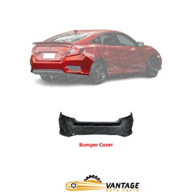 Vantage Auto Parts - Rear Bumper Cover Compatible with Honda Civic Sedan 2016-2021 | DIRECT REPLACEMENT | Primed | Plastic | 04715TBAA00ZZ | ‎HO1100296
