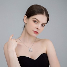 REDSUN Heart Necklace 925 Sterling Silver Chain Forever I Love You Necklace with Zircon Necklace Jewellery for Girls Women Mother Daughter Birthday Gift, Sterling Silver, Cubic Zirconia