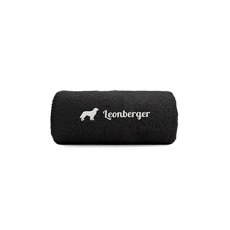 siviwonder Leonberger Deluxe Embroidered Paw Print Towel Black