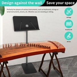 Zreephy Professional Orchestra Sheet Music Stand - Adjustable Height Metal Music Book Stand Cell Phone Tablet Holder For Digital Piano Keyboard Wind Instruments Guitar Ukulele Violin Band Players