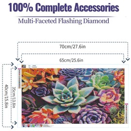 DOTZSO 5D Diamond Painting, Large Diamond Painting DIY Round Full Drill Diamond Art and Crafts,Very Suitable for Home Leisure and Wall Decoration 27.5 X 15.7 Inches (Succulents)
