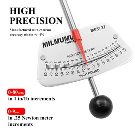 MILMUMU 1/4" Drive Beam Torque Wrench Precision Instrument-Compatible with SAE and MM Bicycle and Automotive Wrench -0-80 Inch-Pounds, 0-9 Newton Meters