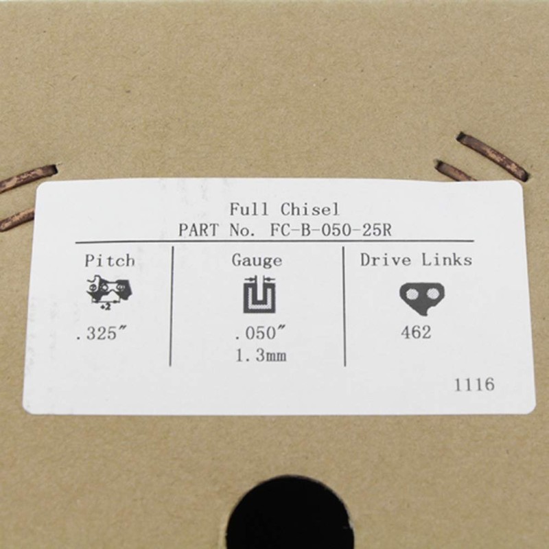 25FT Roll Full Chisel Saw Chain .325'' Pitch .050'' Gauge