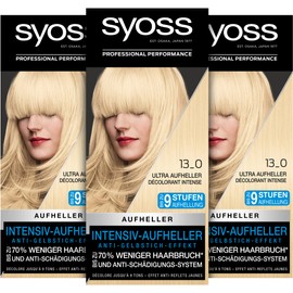 Syoss Color Coloration 13_0 Ultra Brightener Level 3 (3 x 135 ml), Brightener for Dark Hair Lightens up to 9 Levels, with Anti-Yellowing Effect for Salon-Fresh Hair Colour