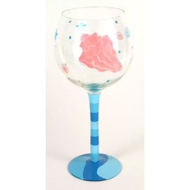 Hand Painted Sea Shell Wine Glass, Set of 4, Holds 18 Oz