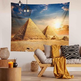 BULOR Egypt Pyramids Tapestry Egyptian History Desert Sunshine Tapestry Wall Hangings for Home Bedroom Living Room Dorm Office Decor 80x60 Inches