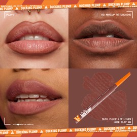 NYX PROFESSIONAL MAKEUP Duck Plump Plumping Lip Liner, Matte Pencil With Up To 10HR Wear, Nude Flip (Nude Lip Liner)