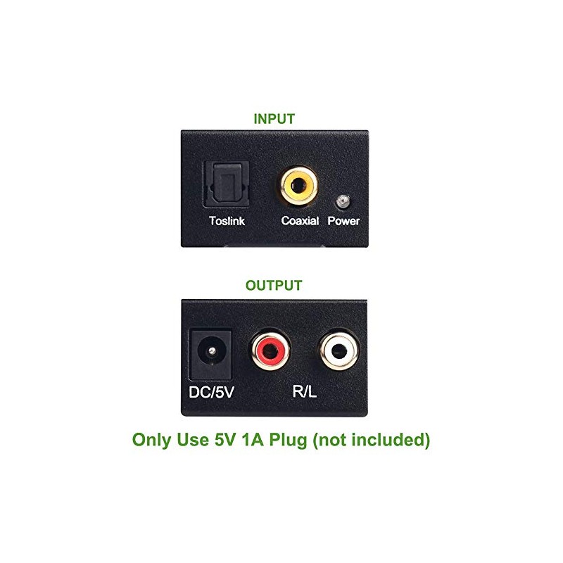 Fahgaer Digital to Analog Audio Converter Digital Optical (SPDIF/Toslink) and