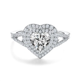 RANDES Heart Shaped Ring Cubic Zirconia Heart Engagement Rings for Women 925 Sterling Silver April Birthstone Ring Size 10