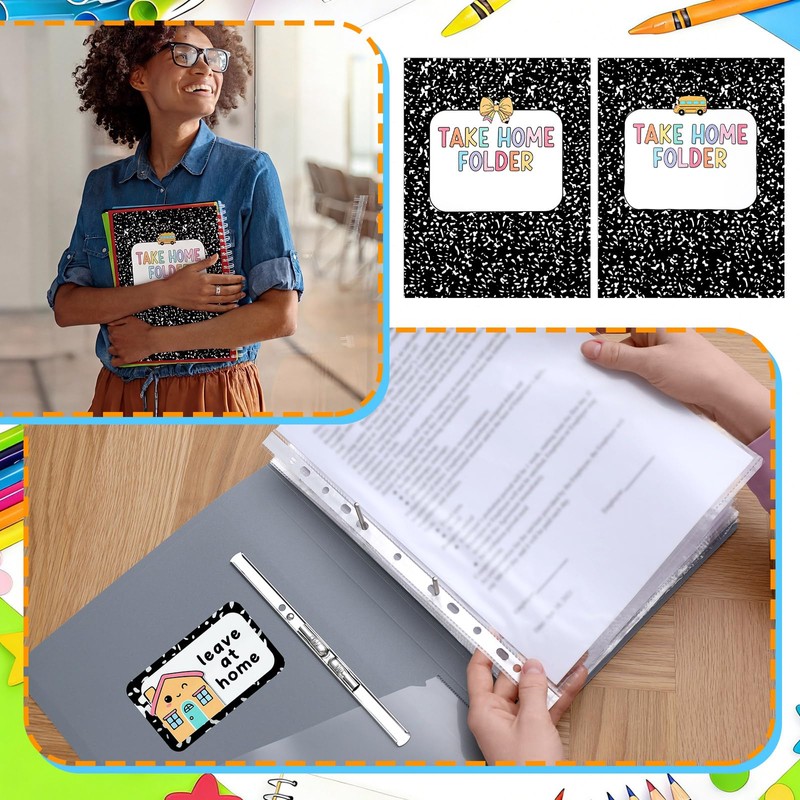 Gueevin 40 Set Student Homework Folder Labels for Homework Take