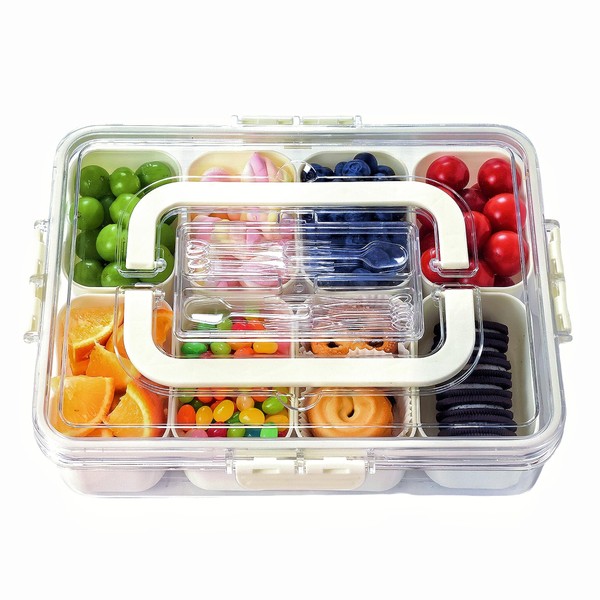 SHUCHNOYE Snackle Box Container with Lid and Handle – Divided