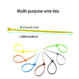 8 Inch Colored Zip Ties 600 Pcs, Self-Locking Premium Nylon Cable Wire Ties for Indoor and Outdoor Use，20lb Strength Multi-Purpose Cable Ties 6 Colors