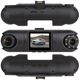 NavGear Daschcam QHD Dual Dash Cam with 2 Cameras, G-sensor, IR Night Vision and GPS (Dashcam Front and Rear Dashcam 360, Security Camera)