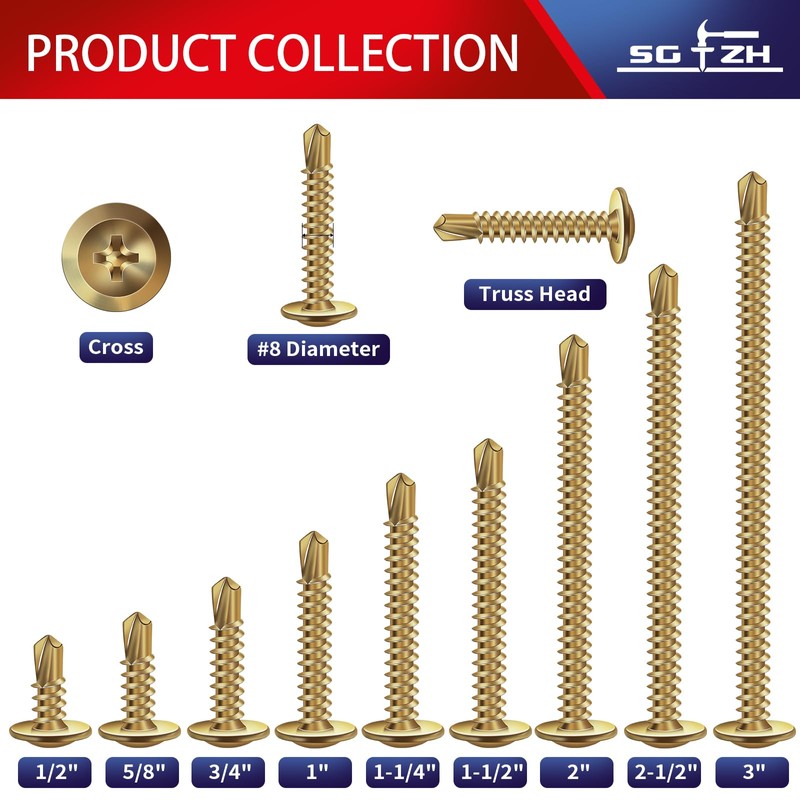 #8 x 2 Inch Sheet Metal Screws 250Pcs Bronze 410