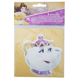 INVITI COMPLEANNO LA BELLA E LA BESTIA 6 PZ CON BUSTINE BEAUTY AND THE BEAST