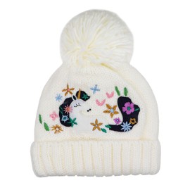 Little Girls Winter Sequin Unicorn Beanie Hat with Pom Pom Knit Cap for Kids Baby Toddler
