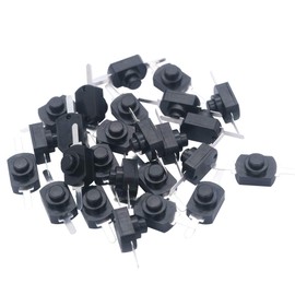 mxuteuk 50pcs Black Latching Mini ON/Off Switch Self-Lock Micro Push Button Switch DC 30V 1A for Light Lamp Wall Outlet DIY SMD Flashlight Type BK-1208