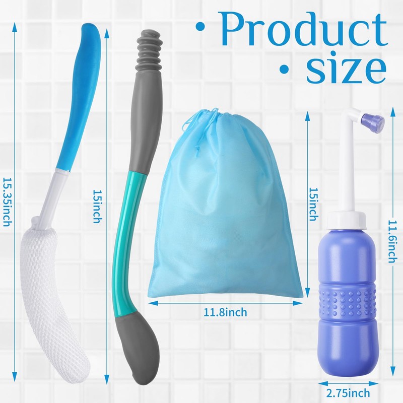 Lallisa 4 Pcs Toilet Aid Set for Wiping Include Long