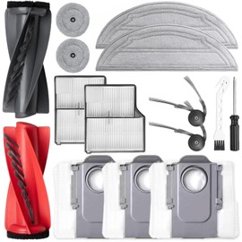 Replacement Kit Accessories Compatible with Roborock Saros 10 /S9 MaxV Ultra Robot Vacuum Cleaner Parts 1 Dual Main Brush 2 HEPA Filter 2 Side Brush 2 Mop Cloth 2 Round mop 3 Dust Bag