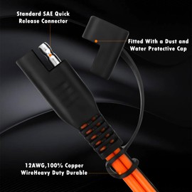 CUZEC SAE Extension Cable, 12AWG Quick Disconnect Connector, Heavy Duty Solar Panel Charging Adapter with Polarity Reverse Protection (30ft/914cm)