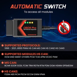 OBDMONSTER ELM327 OBD2 Adaptador Compatible con F150 F250 y más, para MS/HS Can Interruptor automático, escáner de diagnóstico OBDII a través de USB Solo para Windows