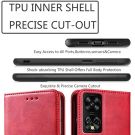 DMDMBATH for TCL 50 XE NXTPAPER 5G Case Shockproof Flip Flap Magnetic Clasp Protective Cover for TCL 50 XE NXTPAPER 5G Wallet Case with Cash Credit Card Slots for TCL 50 XE NXTPAPER 5G (Red)