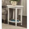 Rustic Cottage Round End Table with 1 Shelf, White Antique