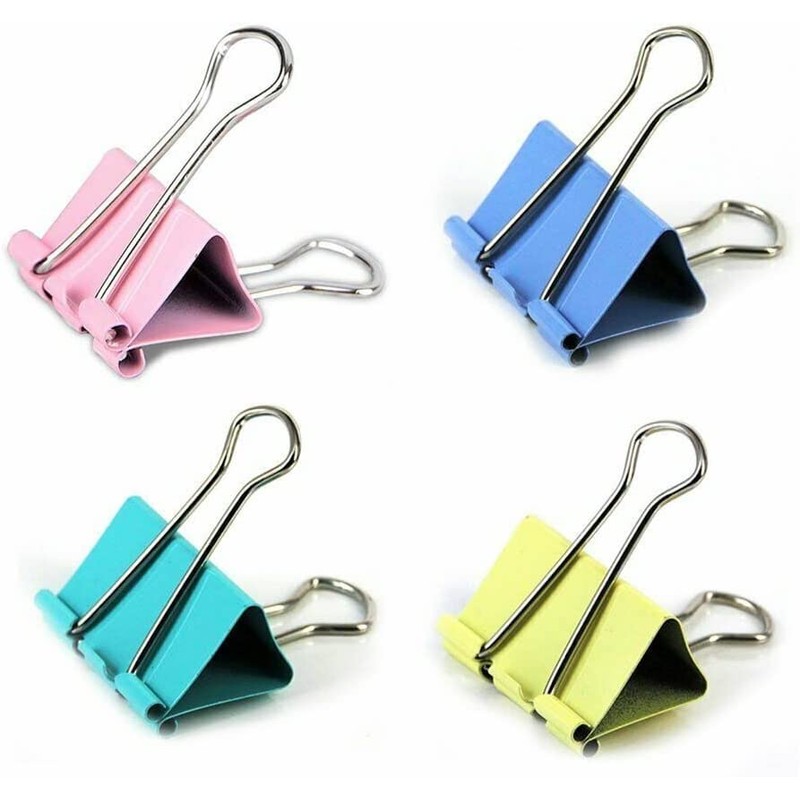 19mm Small Assorted Colour Foldback Clips Paper Binder Clamps Clips