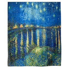 GFM® Silk Blend Painting Based Scarf (Van Gogh -Starry Night Over Rhone)-FS-VSLK-SC-3723-A