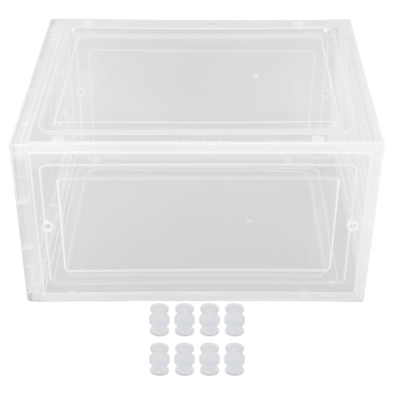 Shoe Storage Box Clear Acrylic with Magnet Front Door Stackable