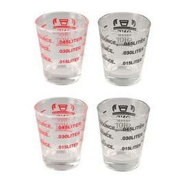 Kopida Pack of 4 Shot Glass Measuring Cup Espresso Shot Glass Liquid Heavy Glass Wine Glass for Bar Party Kitchen Tool, with 2 Measurement Methods, 1.5 oz