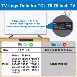 Dinghosen Metal Base TV Legs for TCL Stand 70" 75" 70S446 75S451 75", Black