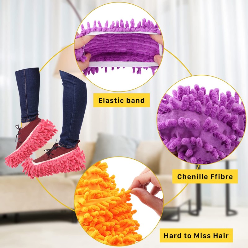 20PCS Mop Socks for Floor Cleaning, Washable Reusable Mop Shoes,