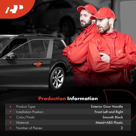 A-Premium Outside Exterior Door Handles Compatible with Nissan 350Z 2003-2009, Smooth Black, 2-PC Set, Front Driver and Passenger Side, Replace# 80607CD40A