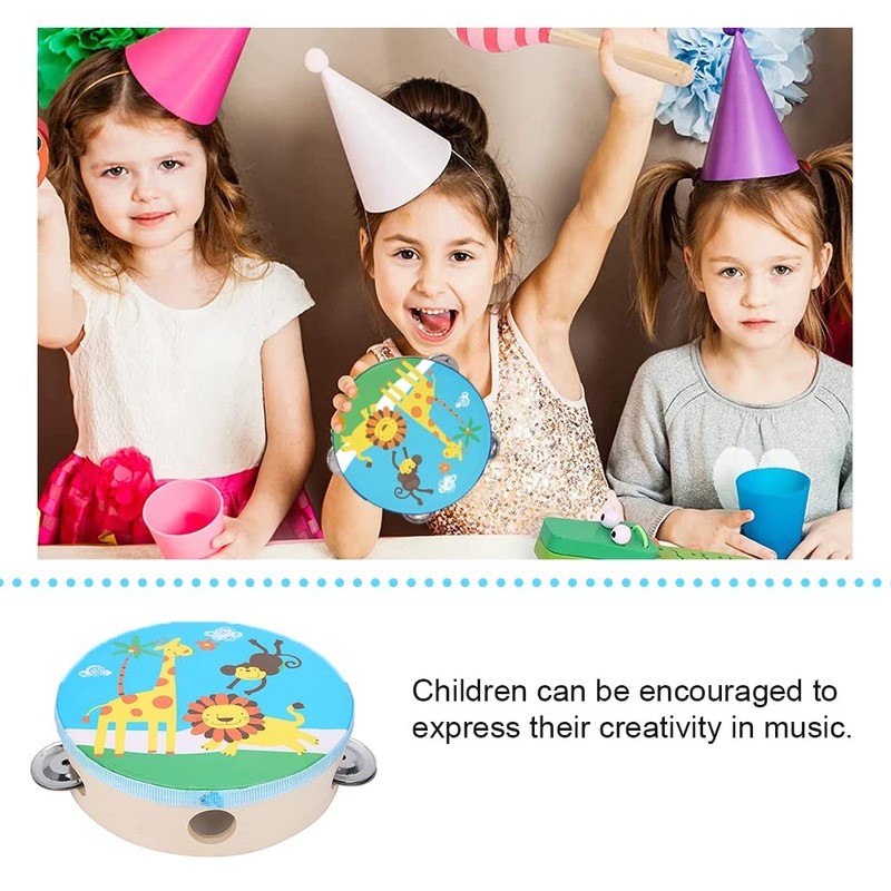 Tambourine Cartoon Hand Held Drum Portable Tambourine Bell for Party