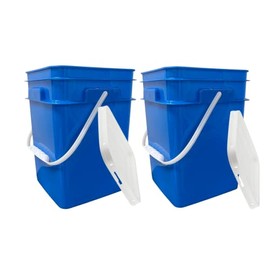 House Naturals 4 Gallon Square Plastic Bucket, Food Grade BPA Free containers, Made in USA, (Pack of 2)
