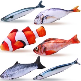 Barydat 6 Pcs 12 Inch Fish Plush Toy Pillow Fish Stuffed Animal Soft Cushion Realistic Carp Toy for Cat Pets or Kids Birthday Gift(Cute Style)